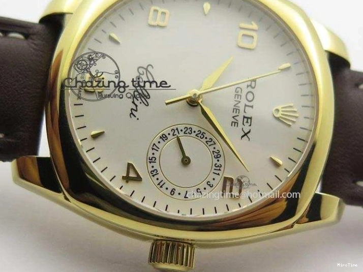 MiroTime 0419 Cellini Date YG White Numeral Dial On Brown Leather Strap A Affordable 3883